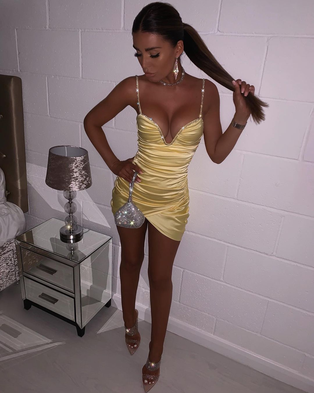 Purple | Yellow Sexy Deep V Strap Satin Dress - Women's Clothing - Speeding Queen Designs