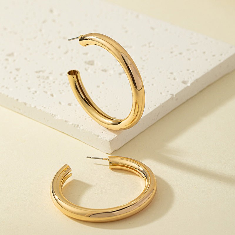 Gold Tone Circle Hoop Earrings | Fashion Circle Earrings - Jewelry - Speeding Queen Designs