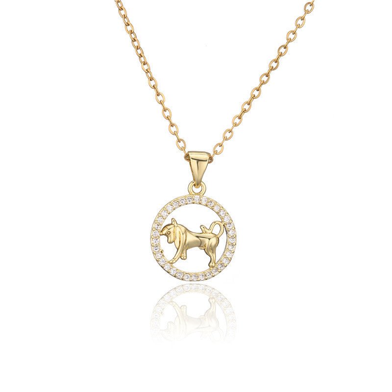 Gold Taurus Constellation Pendant Necklace | Bull Star Sign Jewelry