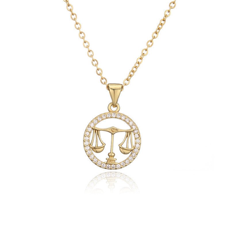 Gold Libra Constellation Pendant Necklace | Scales Star Sign Jewelry