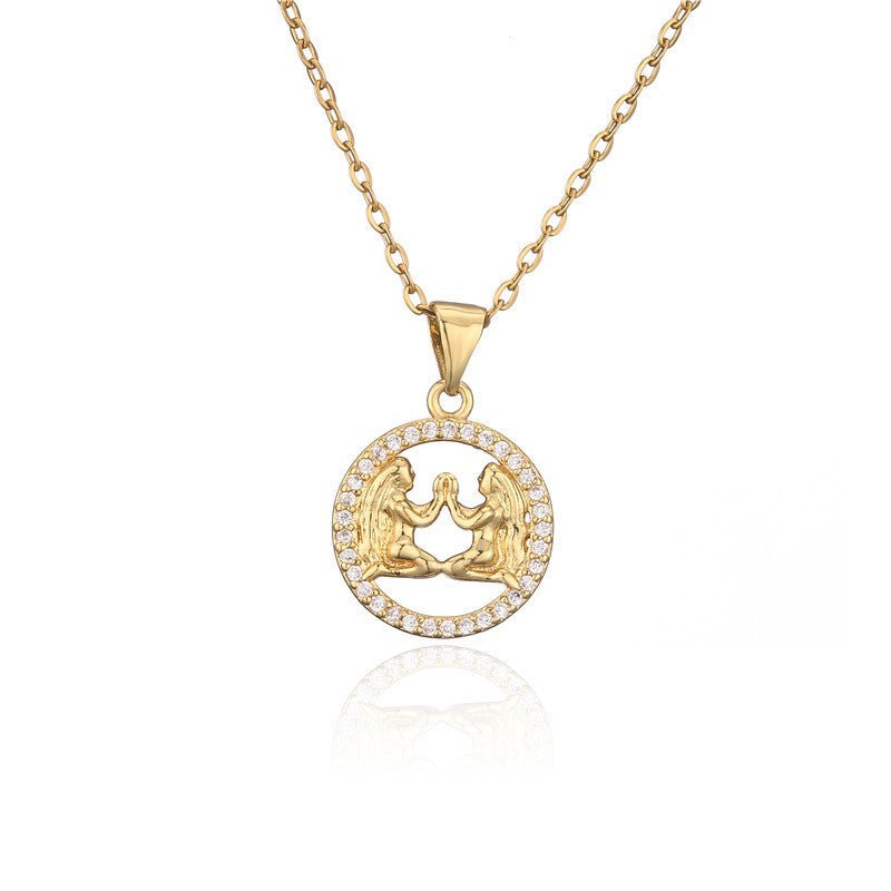 Gold Gemini Constellation Pendant Necklace | Twins Star Sign Jewelry