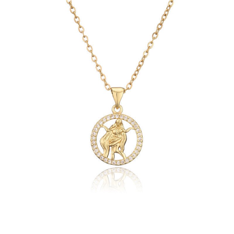 Gold Aquarius Constellation Pendant Necklace | Water Bearer Star Sign Jewelry