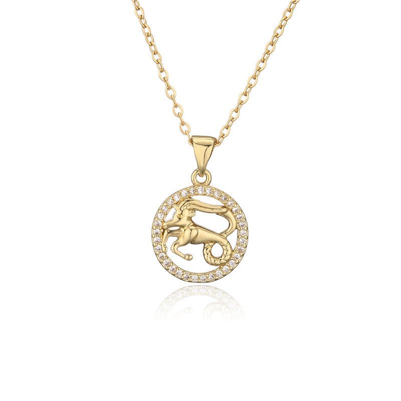 Gold Capricorn Constellation Pendant Necklace | Sea Goat Star Sign Jewelry