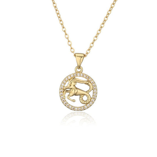 Gold Capricorn Constellation Pendant Necklace | Sea Goat Star Sign Jewelry