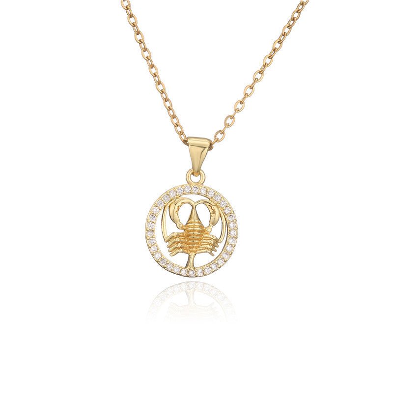 Gold Cancer Constellation Pendant Necklace | Crab Star Sign Jewelry