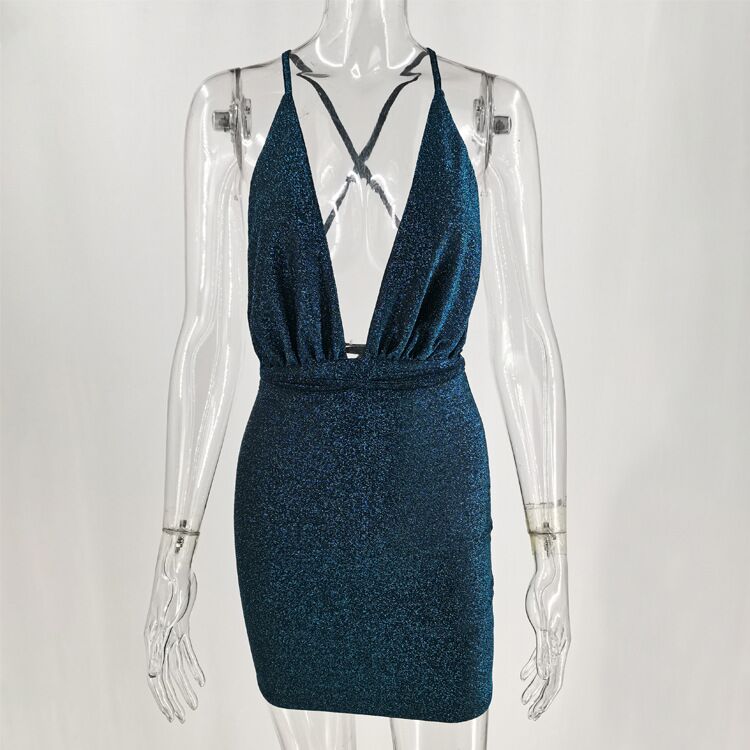 Sexy V - Neck Halter Dress | Strappy Backless Dress - Women's Clothing - Speeding Queen Designs