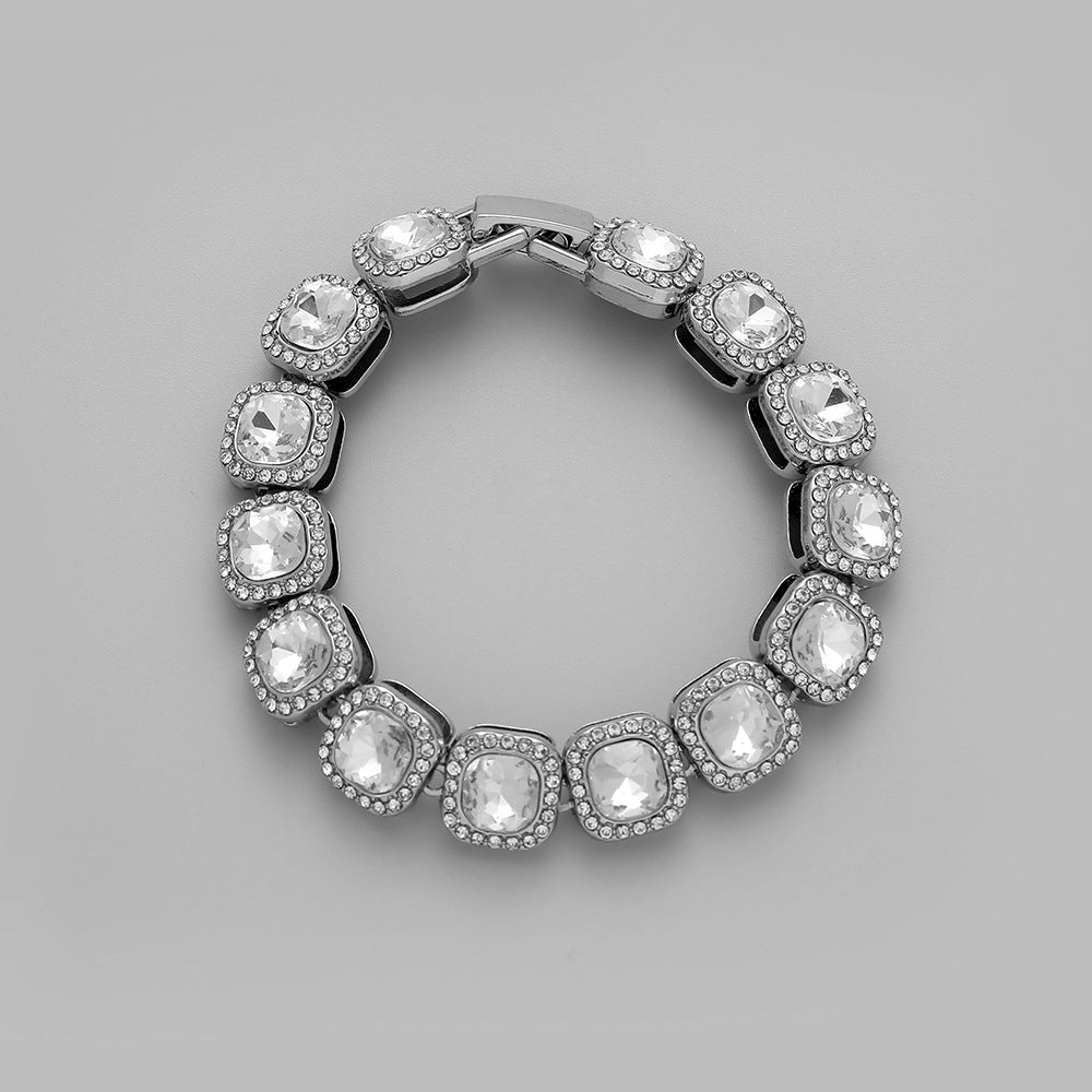 Full Diamond Geometric Bracelet | Hip - Hop Crystal Bangle for Women - Jewelry - Speeding Queen Designs