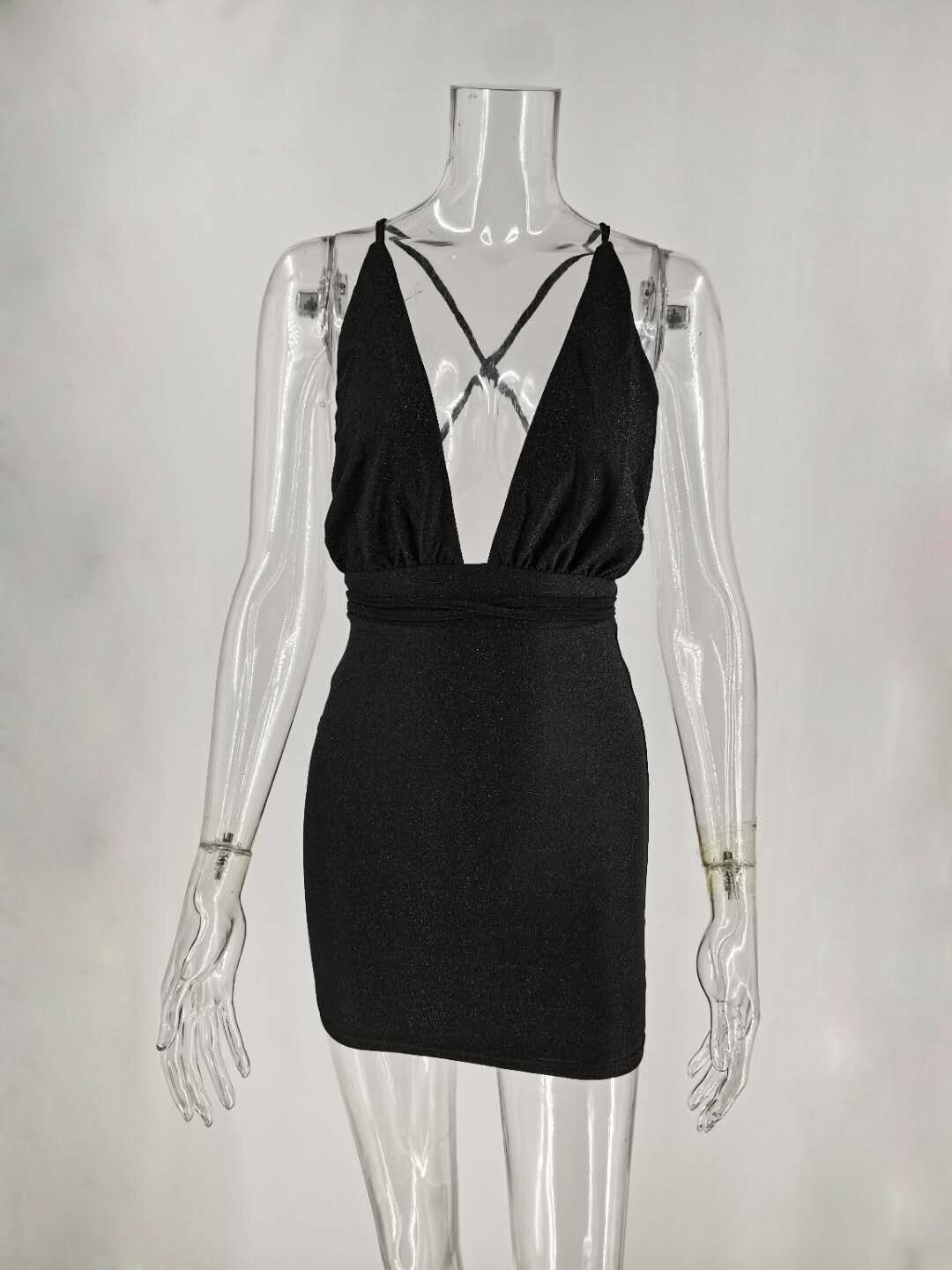 Sexy V - Neck Halter Dress | Strappy Backless Dress - Women's Clothing - Speeding Queen Designs