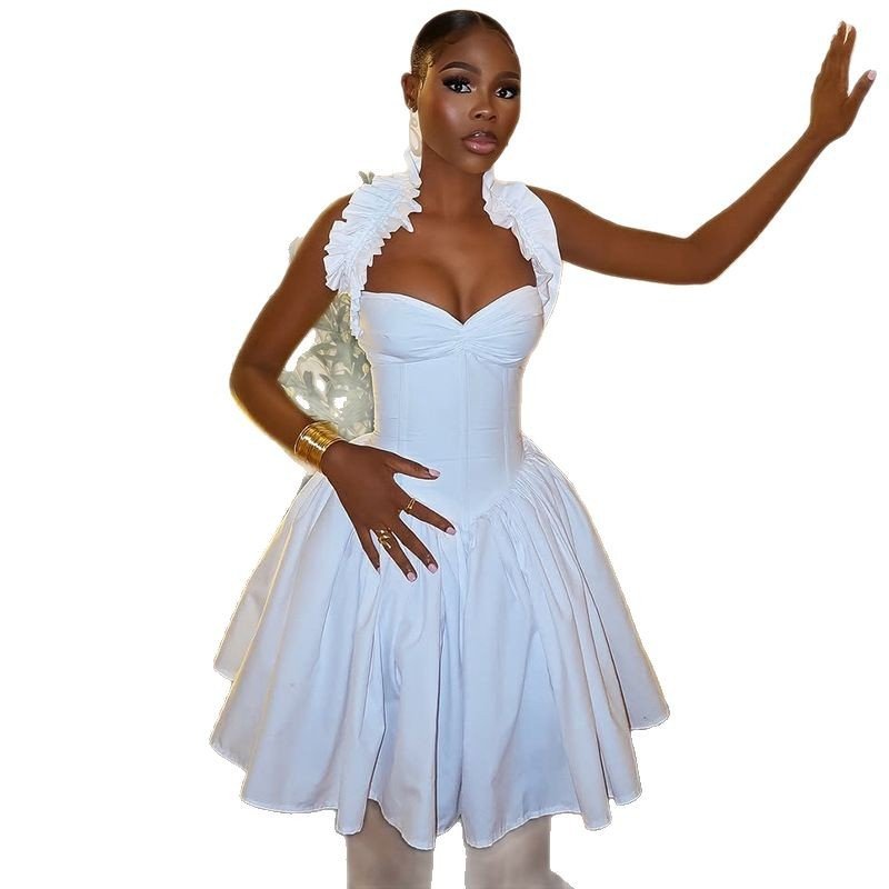 Ruched Halter Neck Dress | Sexy Sleeveless Mini Dress - Women's Clothing - Speeding Queen Designs