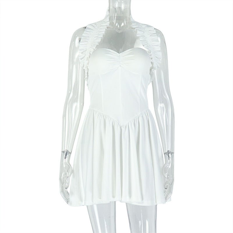 Ruched Halter Neck Dress | Sexy Sleeveless Mini Dress - Women's Clothing - Speeding Queen Designs