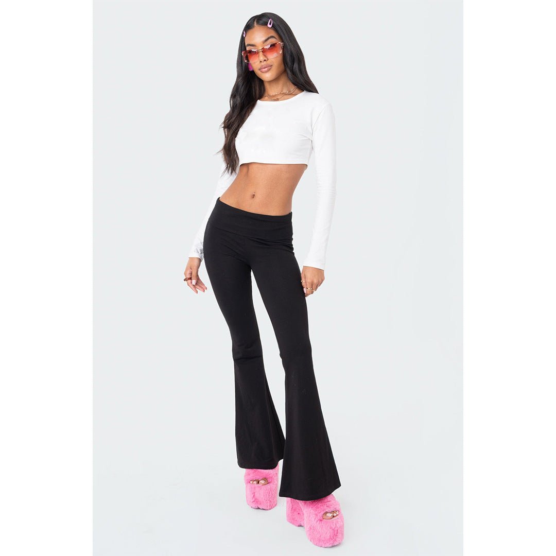 Women's Low Waist Flared Pants | Bell Bottom Wide Leg Trousers - Women's Clothing - Speeding Queen Designs